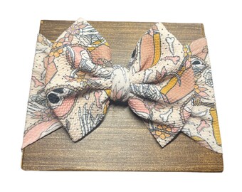 Skeleton & Coffins Headband Bow | Spooky Baby Toddler Hair Bow | Textured Knit Headwrap | Pastel Goth Accessory | Clip-In Option Available