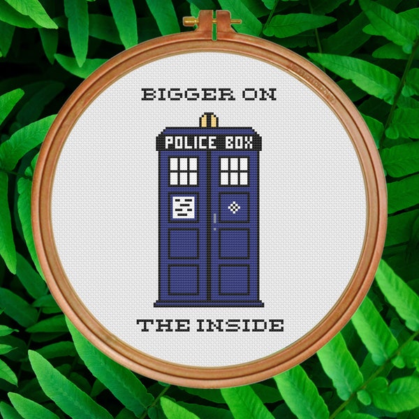 Doctor Who Tardis "Bigger on the Inside" Cross Stitch Pattern PDF