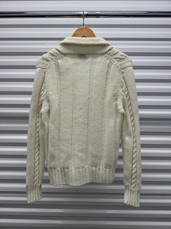 Vintage 70's white knit shawl sweater