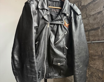 80s Harley Davidson Leather Motorcycle Jacket - Large, Size 44