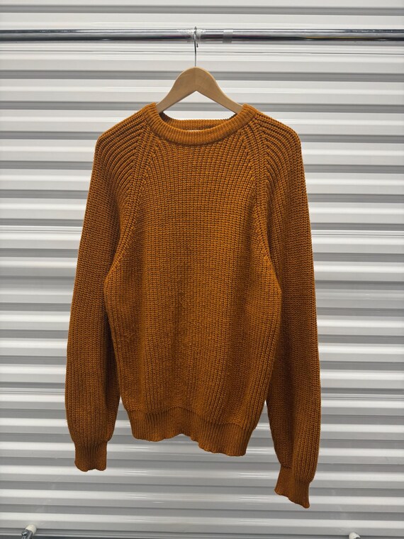 Vintage 80's Orange Knit Sweater Cozy Retro Style Vintage