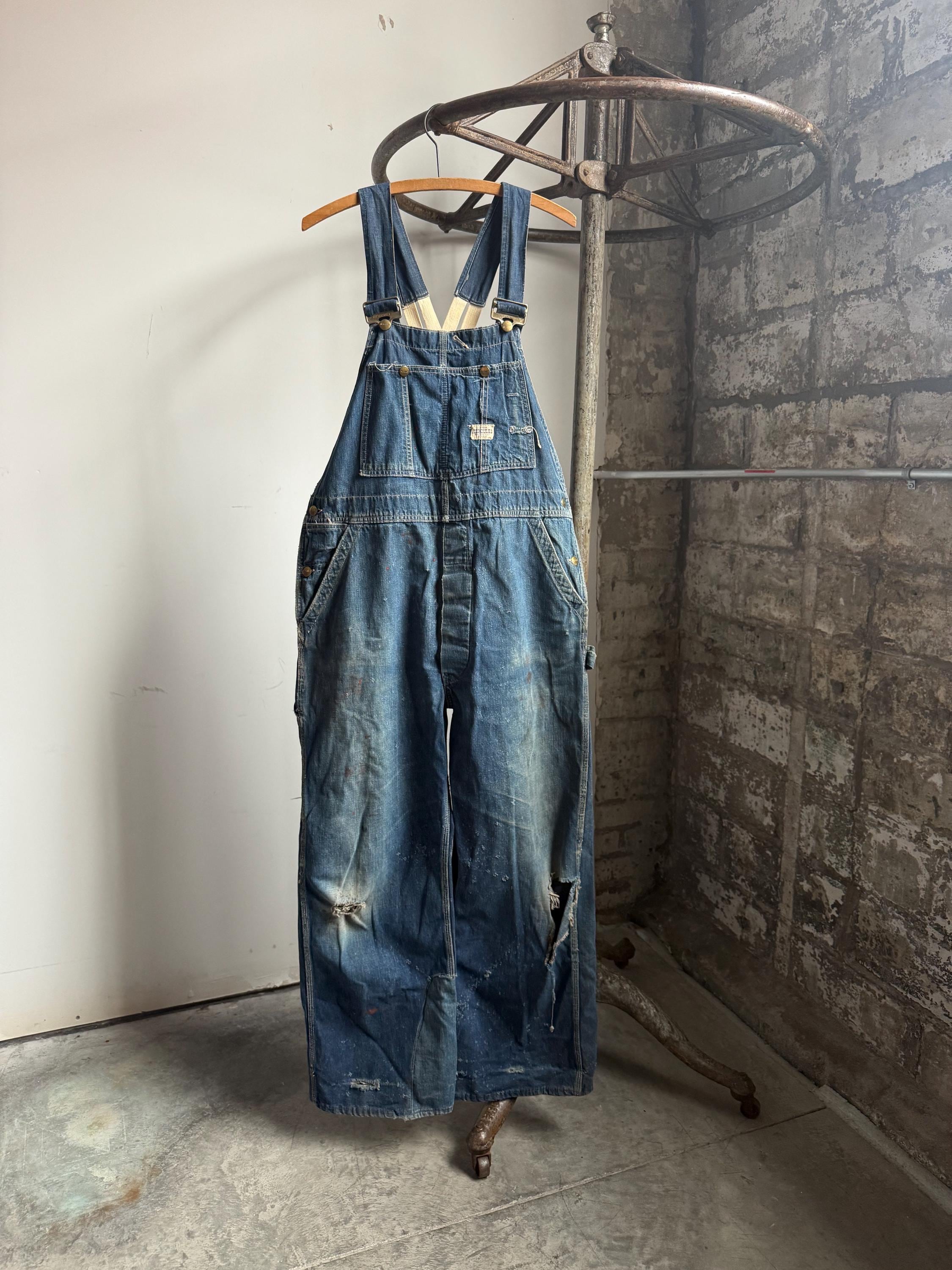 パンツ 40s~ HERCULES vintage OVERALL 1940's WW2 Era Hercules Union Made Denim Lowback Overalls