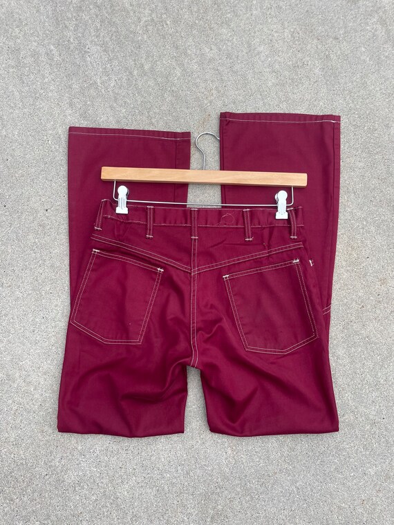 Vintage 1970’s Maroon Flared Pants - image 2