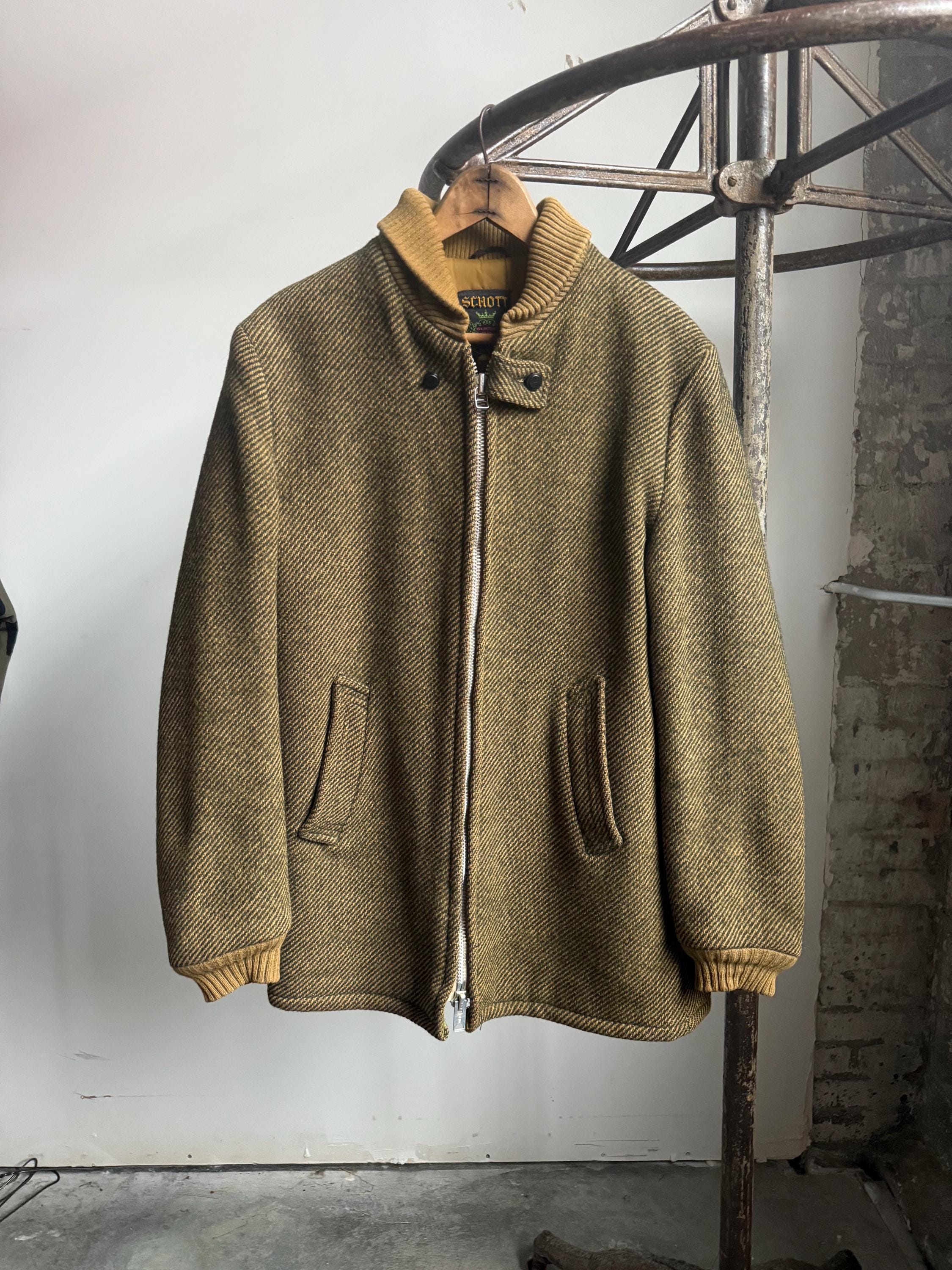 Vintage 1960's Schott Wool Zipper Coat ~ Pharoah / Clicker Style