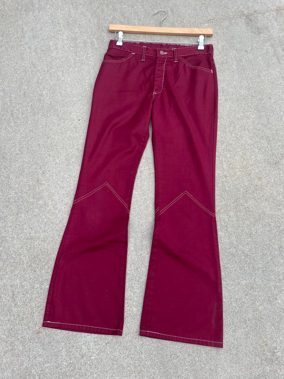 Vintage 1970’s Maroon Flared Pants - image 1