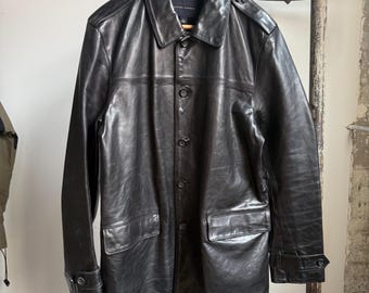 Women's Vintage Y2K Banana Republic Black Leather Button up Driver