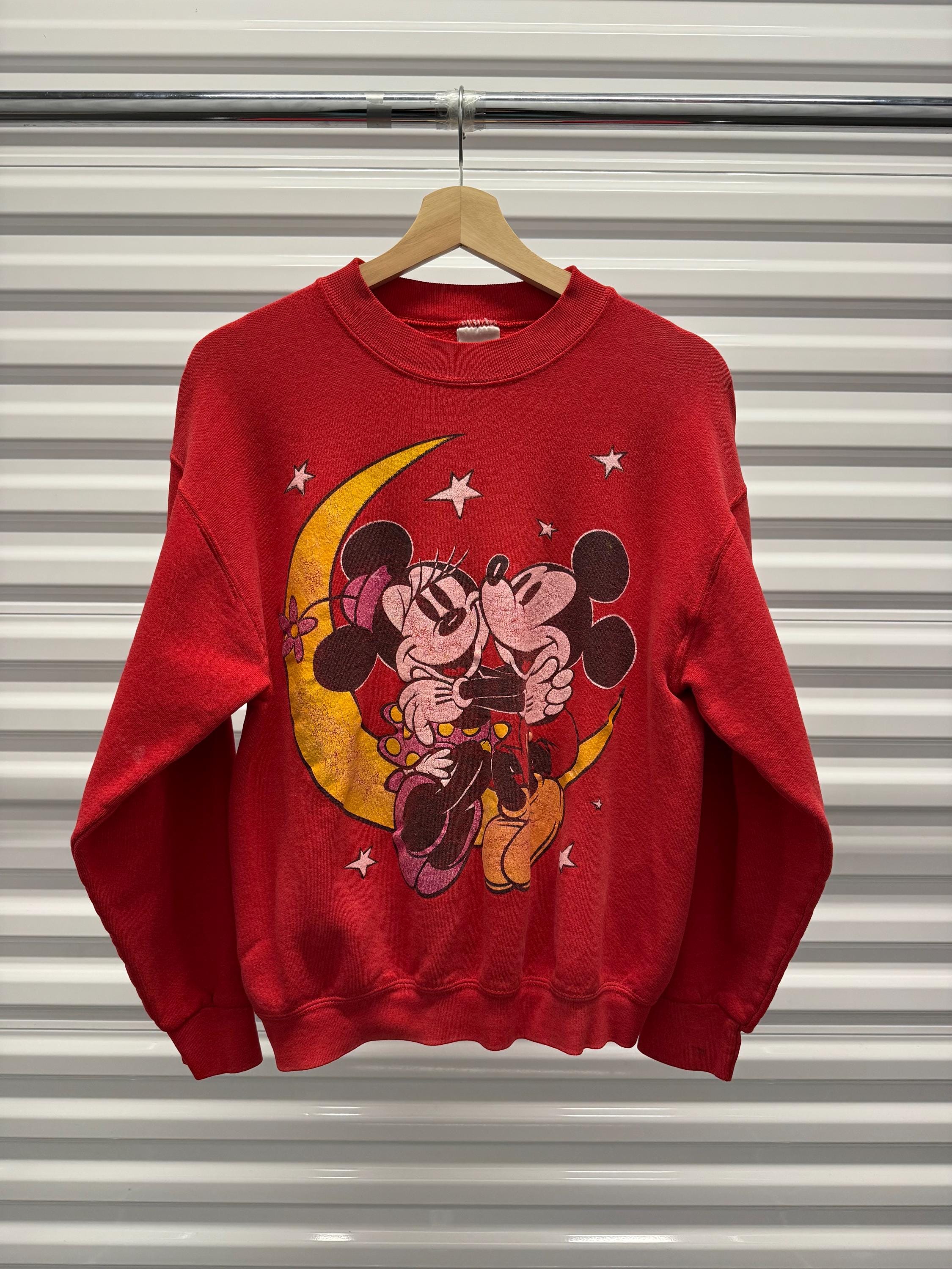 Vintage 90s Mickey & Minnie Mouse Lovers Crewneck Sweatshirt Red 