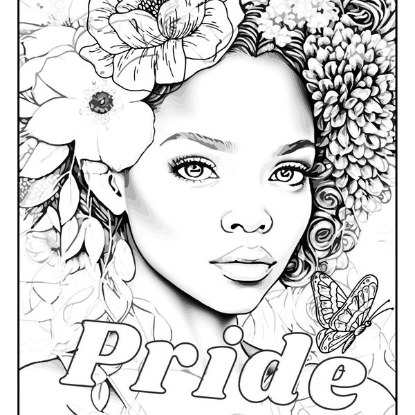 Black Girl Coloring Page| Pride | Printable Adult Coloring Sheet Girls