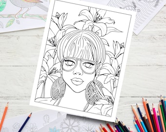 Black Girl Coloring Page | Natural Hair | Printable Coloring Pages