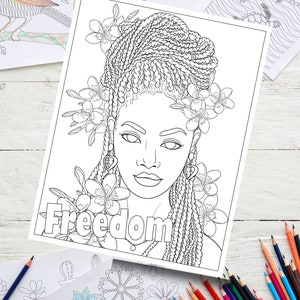 Freedom Coloring Page  Black Girl Coloring Page Printable Coloring Page