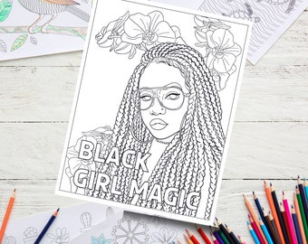 Black Girl Magic | Black Girl Coloring Pages Natural Hair Printable Coloring Page