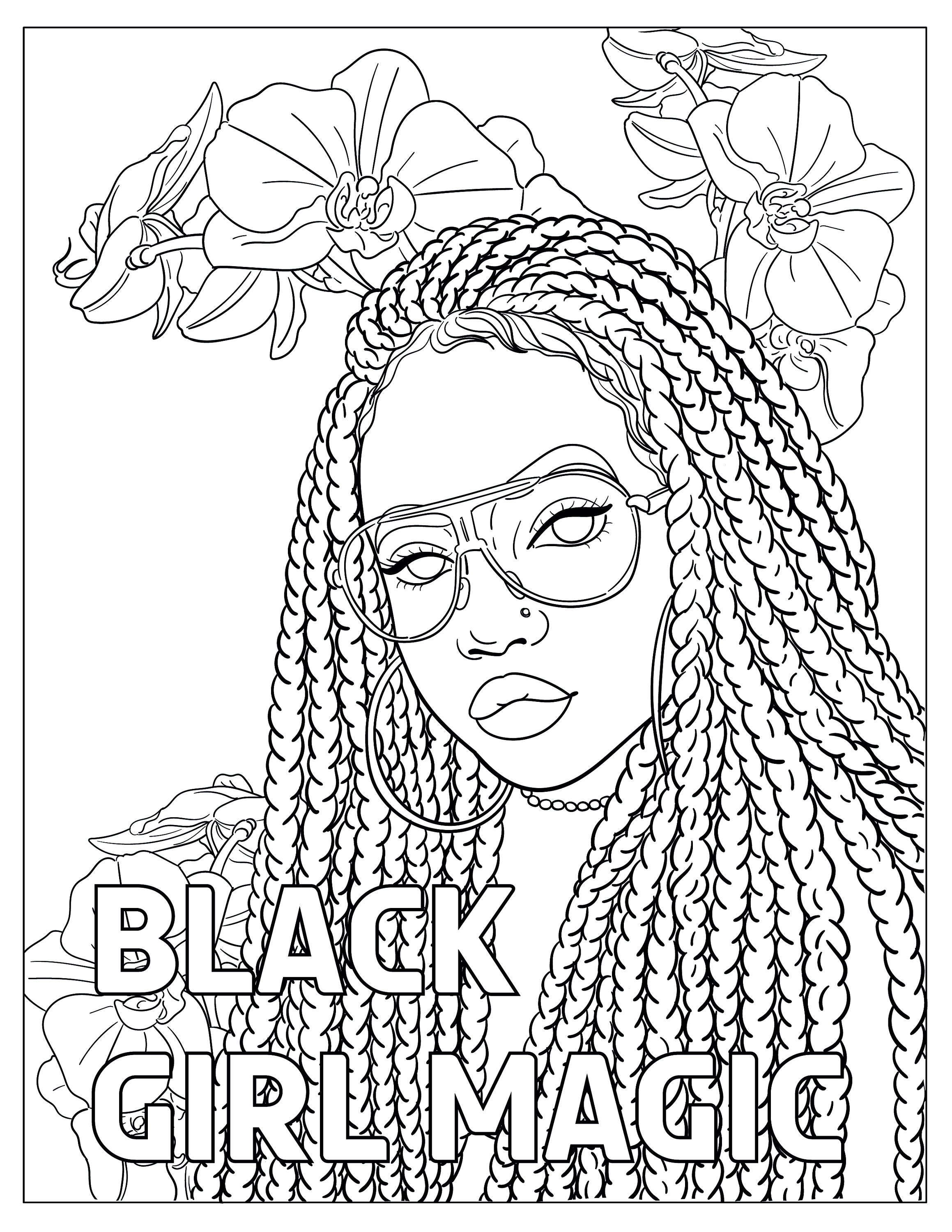 Black Girl Magic | Black Girl Coloring Pages Natural Hair Printable  Coloring Page