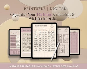 Digital Perfume Tracker Journal: Fragrance Log, Wishlist Planner (Digital Download)