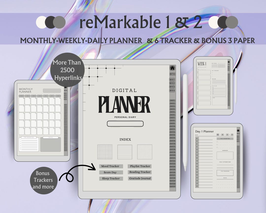 Hyperlinked Daily Planner for Remarkable Paper Pro Move | 2025 Habit ...