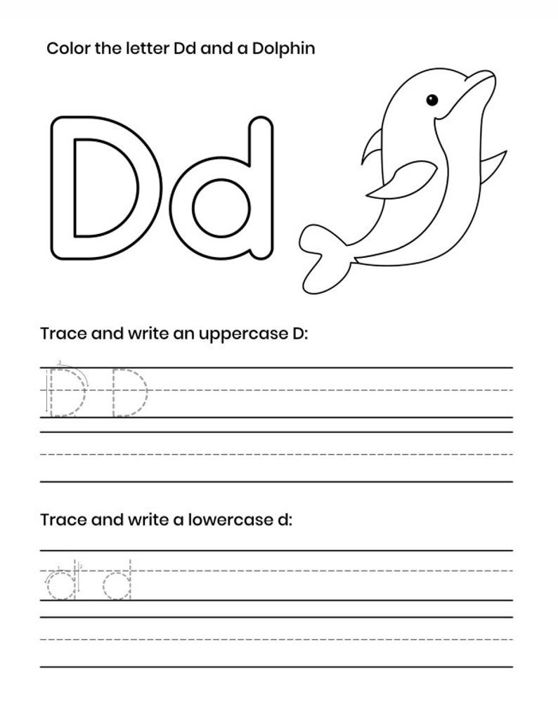 26 Printable Alphabet Trace & Color Worksheets. AZ. Preschoolkdg Etsy