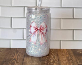 Personalized Snow Globe Tumbler, Glitter Iced Coffee Cup, snow globe glitter cup