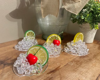 Tumbler topper, Fake ice tumbler topper, tumbler decoration, fruit topped tumbler, decorative tumbler lid, 40oz or 30oz topper