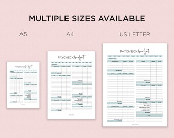 Pay Check Budget Sheets |budget sheets |Budget Envelopes |Budget Planner |Bill organizer| A4 |A5 | US Letter | Green Color| Digital File