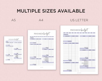 Pay Check Budget Sheets |budget sheets |Budget Envelopes |Budget Planner |Bill organizer| A4 |A5 | US Letter | Purple Color| Digital File