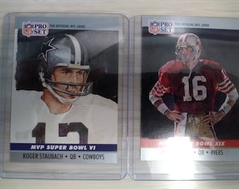 Roger Staubach and Joe Montana Super Bowl MVP Cards