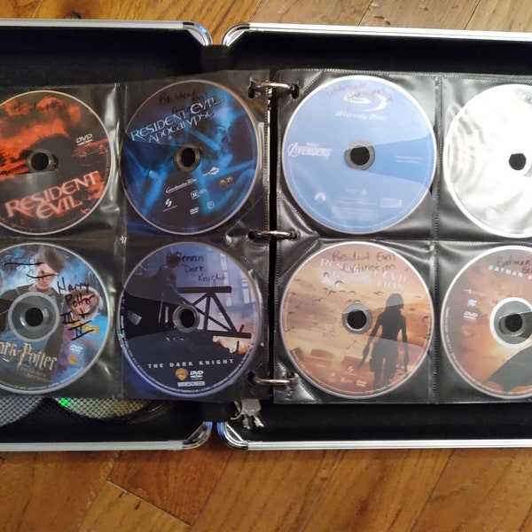 250-300 DVD's/Blu Ray Discs in Vaultz Locking Media Binder, 200 CD/DVD Capacity, Black with Chrome Accents x2