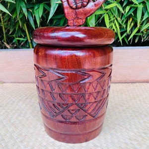 Hawaiian Wooden Round Urn