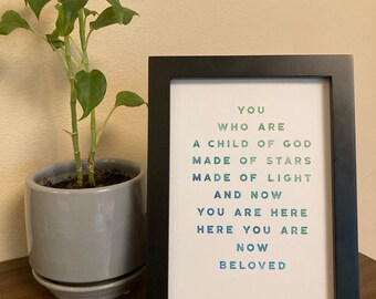 Child of God poem — green & blue
