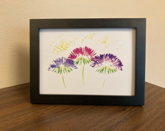 Glowing Purple Flowers watercolor print