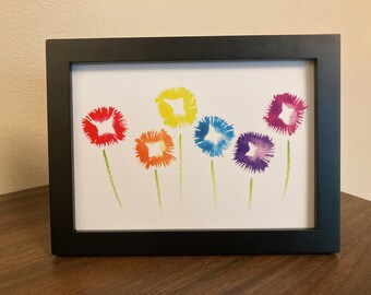 Joyful Rainbow Flowers watercolor print