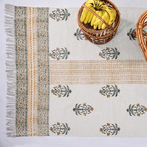 Indian Dhurrie Rug, Block Printed Rug, Modern Cotton Rug, Stair Woven Cotton Durries, Dining Room Living Room Rug, Navajo Kilim Rug