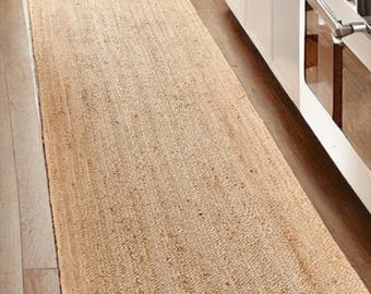 Handmade Natural Jute Rug, Braided Weave Hallway Runner