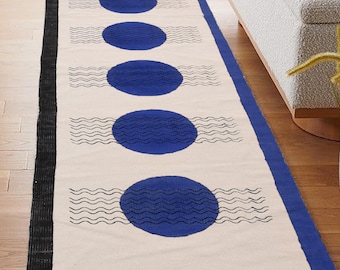 Hand Block Printed Cotton Rug, Arts of Jaipur, Boho Floor Runner
