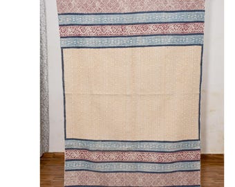 Kilim z bawełny z nadrukiem ręcznym, dywanik w stylu boho do przedpokoju, indyjski dywan Dhurrie, akcent na schody kuchenne