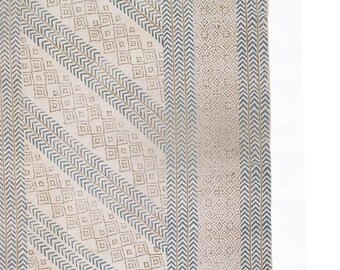 Hand Block Printed Cotton Rug: Bohemian Area Rug, Custom Size