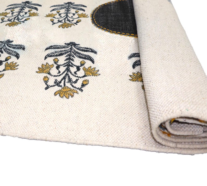 Kantha Rug, Black Cotton Rug, Floral Area Rugs, Outdoor Runner, Custom ...
