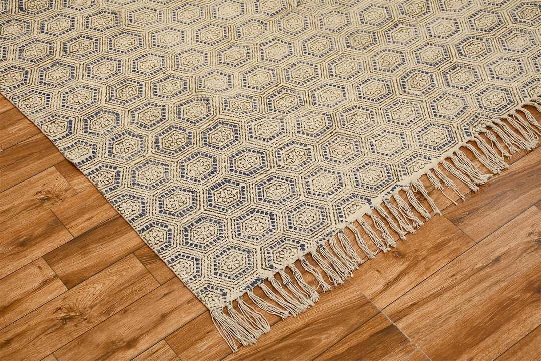 Hand Block Printed Cotton Rug, Bohemian Area Rug - Etsy