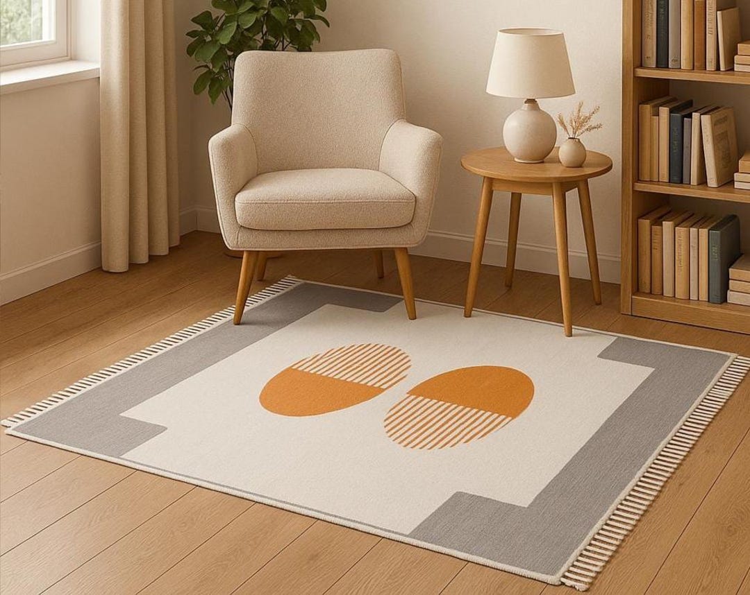 Handmade Block Print Cotton Rug, Abstract Woven Area Rug - Etsy