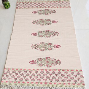 Cotton area runner rug Block print rug runner for hallway, stair yoga mat bohemian rugs bathroom runner outdoor patio décor area rug