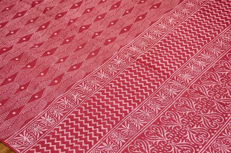 Handmade Cotton Rug Red Color Rug Balcony Décor Decorative Rug  Front Door Rug