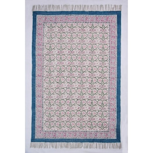 3x5 4x6 6x9 Feet, Block print area rug cotton rug, Rug for living room Floral rug Dining room rug Washable rug Cotton tapis Rug for Outdoor