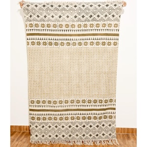 Jaipur rugs, Cotton square rug, machine washable rug, area rug cotton rug, hand block printed rug, custom rug cotton kilim rug square rug