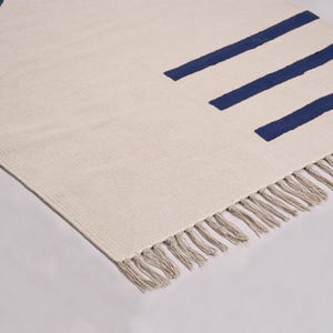 Blue Indian cotton rug block print rug, rug for home indoor outdoor rug geometric modern rug cotton kilim rug runner rug garden décor