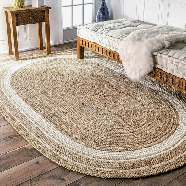 Jute rug Braided jute rug Oval rug Handmade rug Bedroom rug Rug for living room Dining room rug Indoor rug Custom rug, Rug 5x8 Rug 8x10 ft