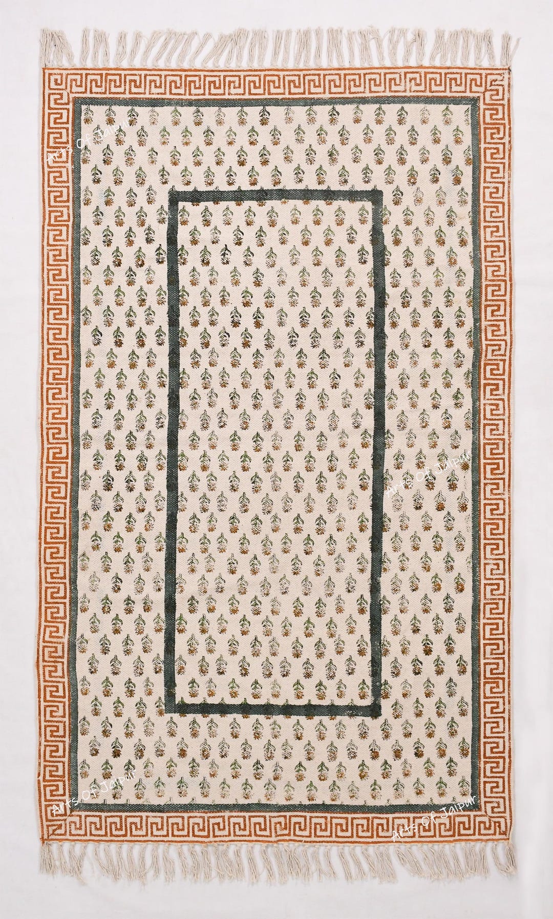 Block Pattern Area Rug Handmade Block Print Cotton Area Rug – Floral Design, Arts of Jaipur - Etsy