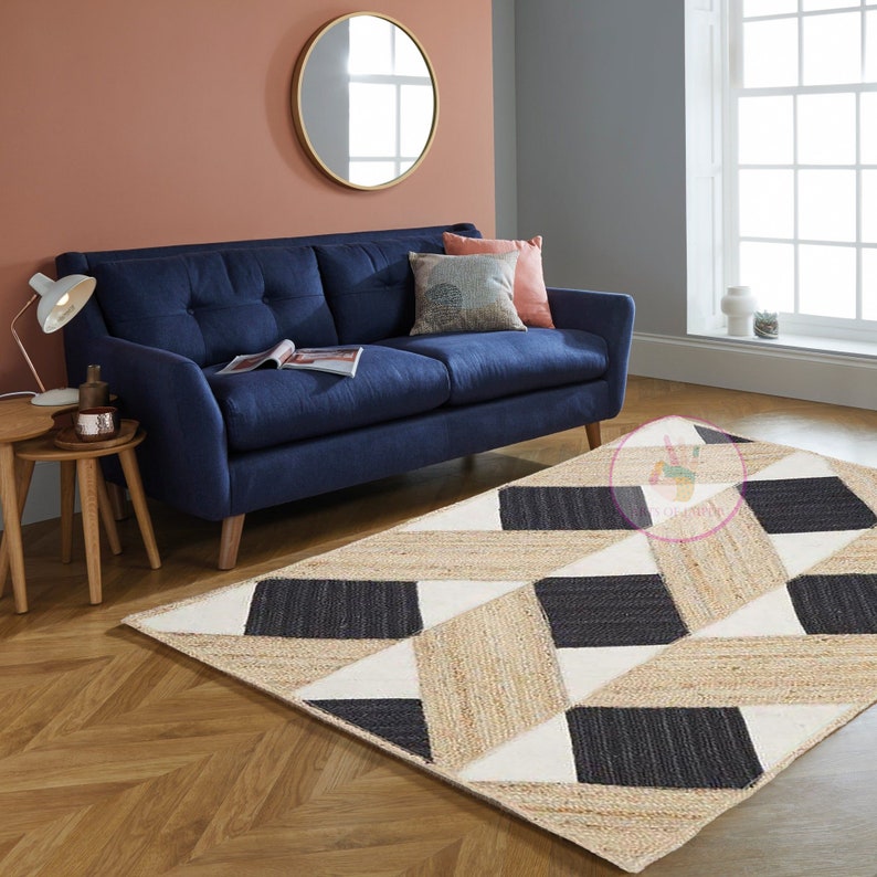 Large Area Rug Hand Braided Jute Rug, Rug for Living Room Natural Jute Area Rug Bohemian Area