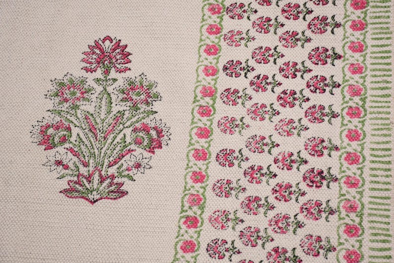 Cotton area runner rug Block print rug runner for hallway, stair yoga mat bohemian rugs bathroom runner outdoor patio décor area rug