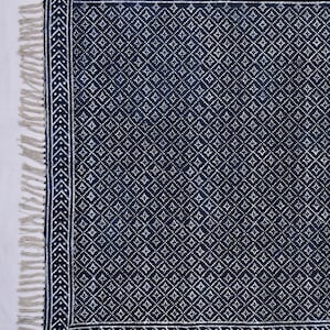Blue cotton rug Handmade rug Home décor rug Square rug Living room rug Area rug, 6x6 8x8 10x10 Feet
