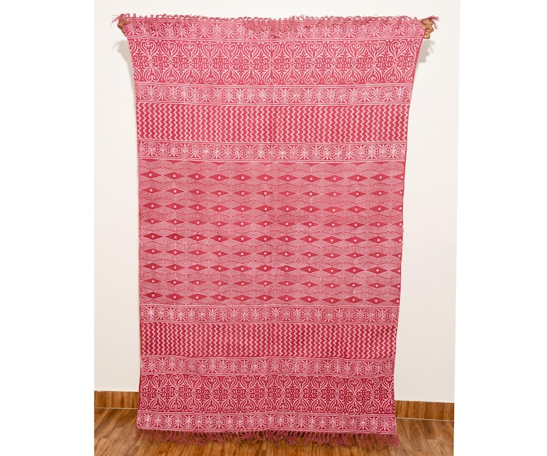 Handmade Cotton Rug Red Color Rug Balcony Décor Decorative Rug  Front Door Rug