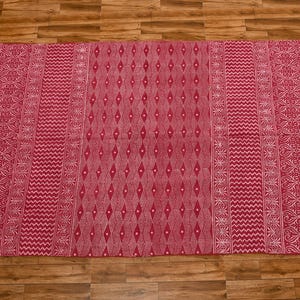 Handmade Cotton Rug Red Color Rug Balcony Décor Decorative Rug  Front Door Rug