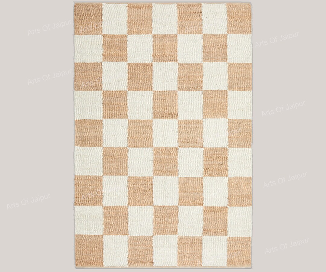 Arts of Jaipur Jute Rugcheckered Handwoven Jute Rug Etsy